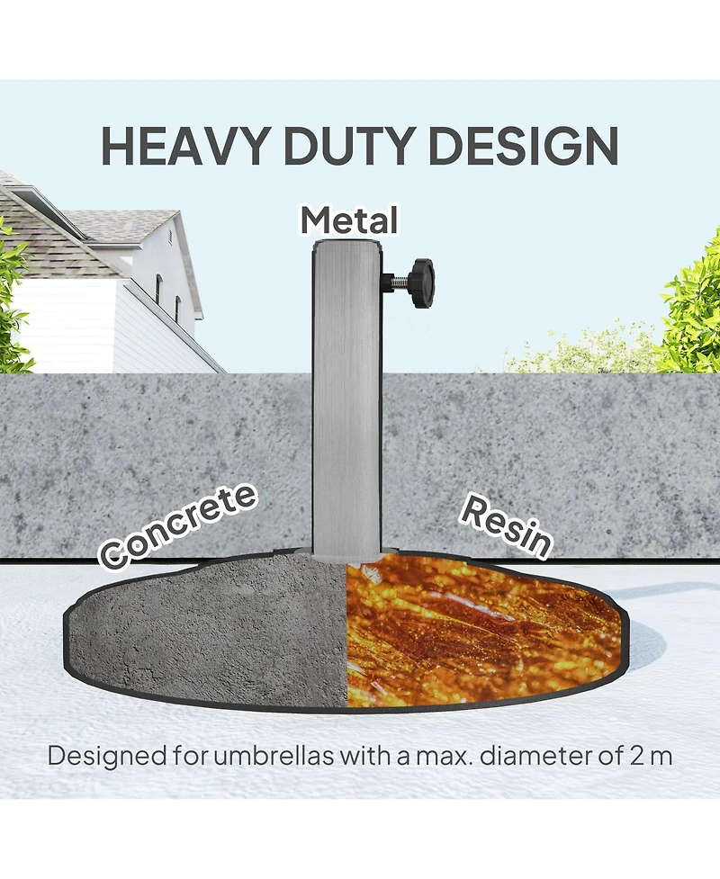 Outsunny Round Patio Umbrella Base, 26 lbs Resin Umbrella Sd,