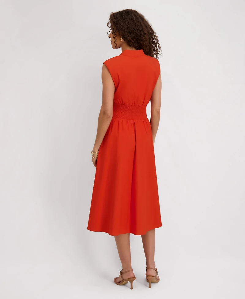 kensie Women's Sleeveless V-Neck Zip-Front Maxi Dress