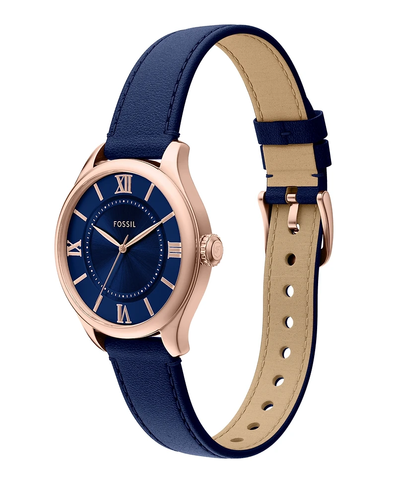 Fossil Women's Gilmore Three-Hand Navy Croco Leather Watch, 28mm