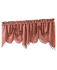 Kate Aurora Georgina Ultra Luxurious Raised Jacquard And Fringed Trimmed Austrian Window Valance - 52 in. W x 28 L, Purple