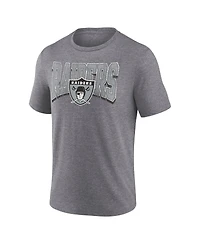 Fanatics Men's Heather Gray Las Vegas Raiders Warped Block Tri-Blend T-Shirt