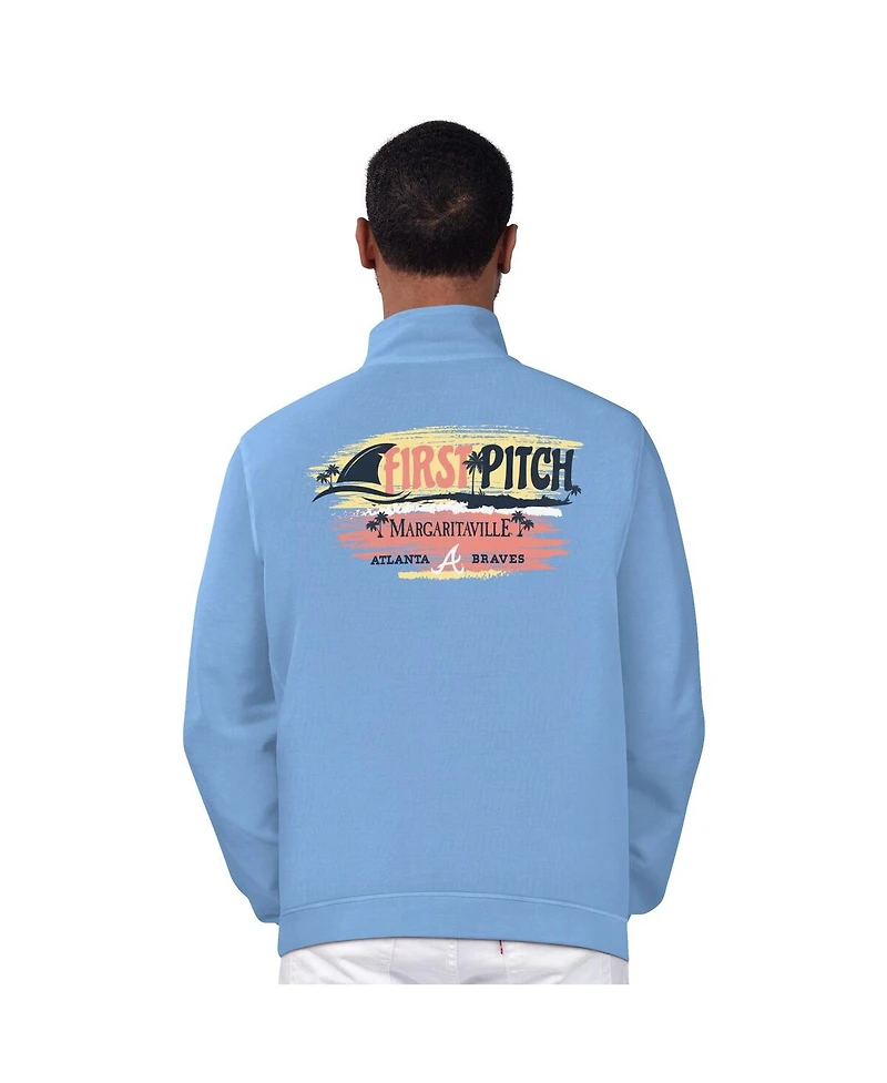 Margaritaville Men's Light Blue Atlanta Braves First Pitch Quarter-Zip Pullover Top