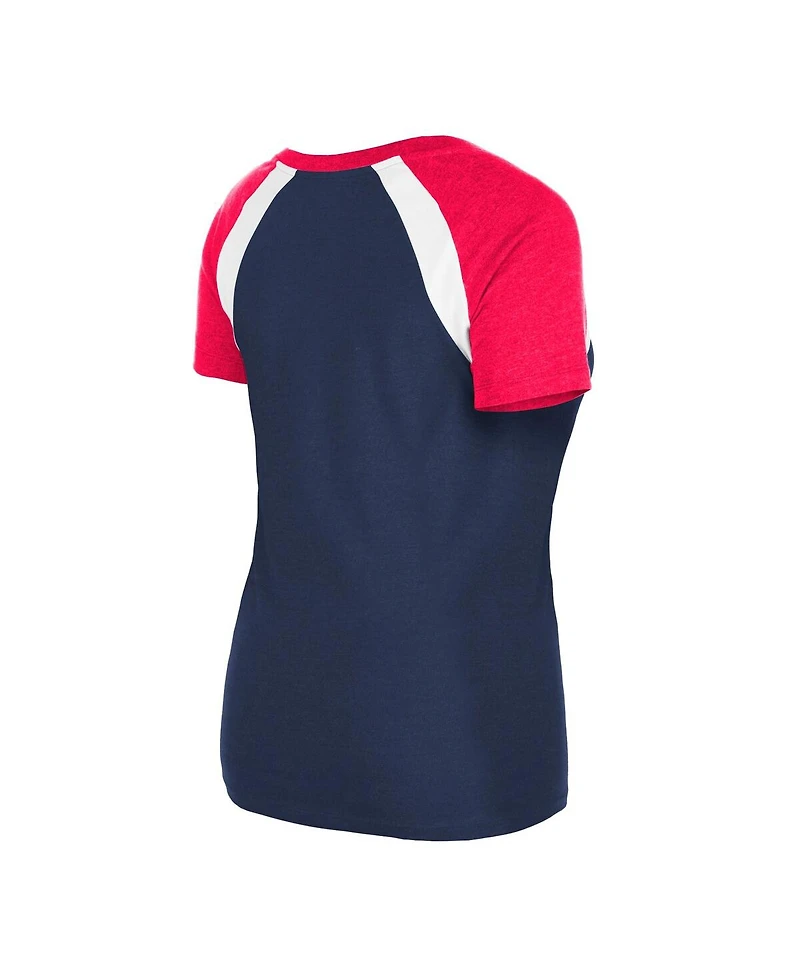 New Era Women's Navy Los Angeles Angels Heathered Raglan V-Neck T-Shirt