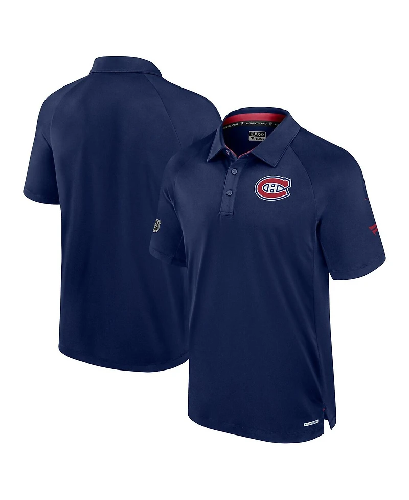 Fanatics Men's Navy Montreal Canadiens Authentic Pro Rink Raglan Polo Shirt