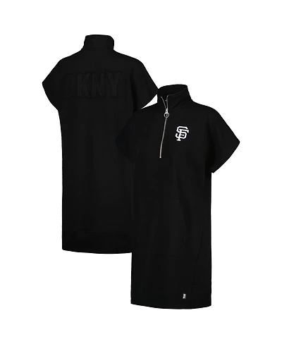 Dkny Women's Black San Francisco Giants Emily Quarter-Zip Sneaker Dress