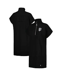 Dkny Women's Black San Francisco Giants Emily Quarter-Zip Sneaker Dress