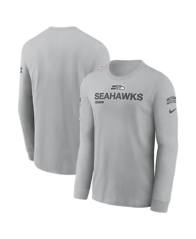 Nike Men's Gray Seattle Seahawks 2024 Salute To Service Long Sleeve T-Shirt