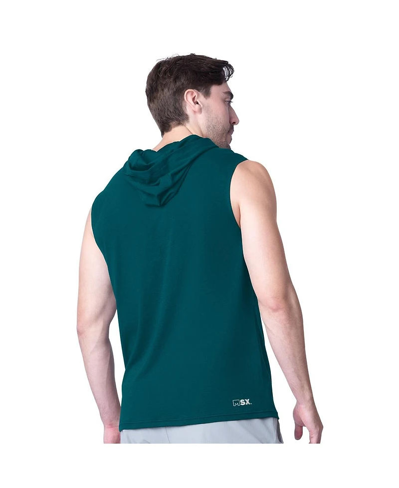 Msx by Michael Strahan Men's Midnight Green Philadelphia Eagles Action Sleeveless Pullover Hoodie
