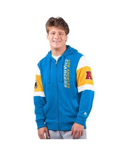 Starter Men's Powder Blue/Gold Los Angeles Chargers Extreme Full-Zip Hoodie