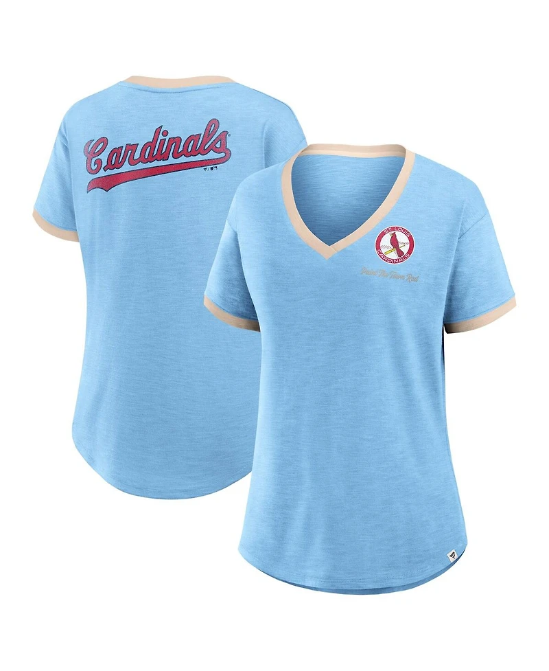 Fanatics Women's Light Blue St. Louis Cardinals Binge Worthy Stadium Slub V-Neck T-Shirt