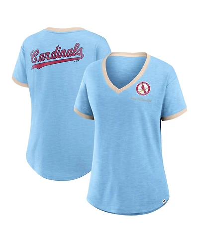 Fanatics Women's Light Blue St. Louis Cardinals Binge Worthy Stadium Slub V-Neck T-Shirt