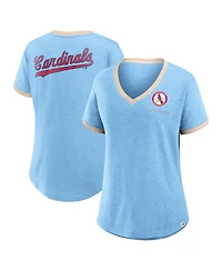 Fanatics Women's Light Blue St. Louis Cardinals Binge Worthy Stadium Slub V-Neck T-Shirt
