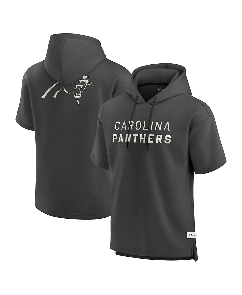 Fanatics Men's Charcoal Carolina Panthers Elements Future Ground Lettering Short Sleeve Pullover Hoodie
