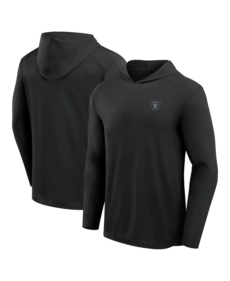 Fanatics Men's Black Las Vegas Raiders Front Office Power Mono Long Sleeve Hoodie T-Shirt