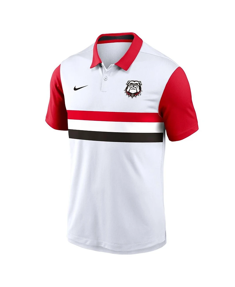 Nike Men's White/Red Georgia Bulldogs Athletic Prep Alt Logo Vapor Performance Polo Shirt