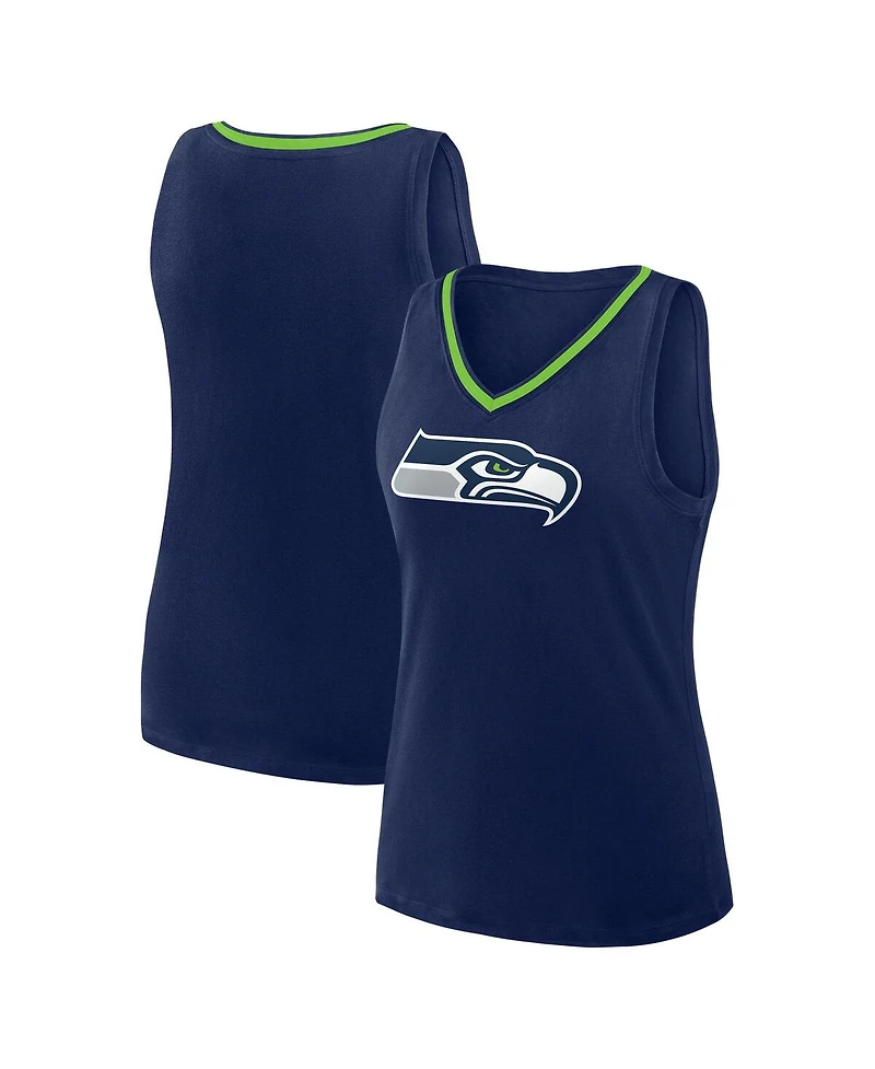 Logo Athletic Women's College Navy Seattle Seahawks Stellar Win V-Neck Tank Top