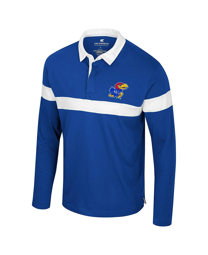 Colosseum Men's Royal Kansas Jayhawks Too Cool For School Long Sleeve Polo Shirt