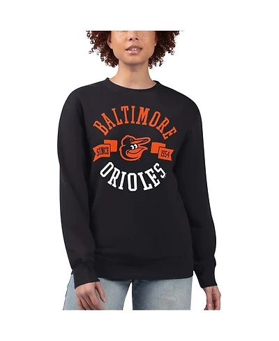 G-iii 4Her by Carl Banks Women's Black Baltimore Orioles Team Logo Fleece Pullover Sweatshirt