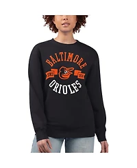 G-iii 4Her by Carl Banks Women's Black Baltimore Orioles Team Logo Fleece Pullover Sweatshirt