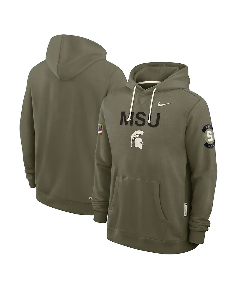 Nike Men's Olive Michigan State Spartans 2025 Military Appreciation Performance Pullover Hoodie