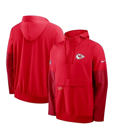 Nike Men's Red Kansas City Chiefs Sideline Anorak Half-Zip Hoodie Jacket