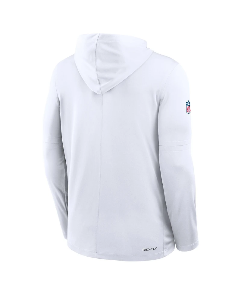 Nike Men's White Kansas City Chiefs Sideline Pure Fury Performance Long Sleeve Hoodie T-Shirt