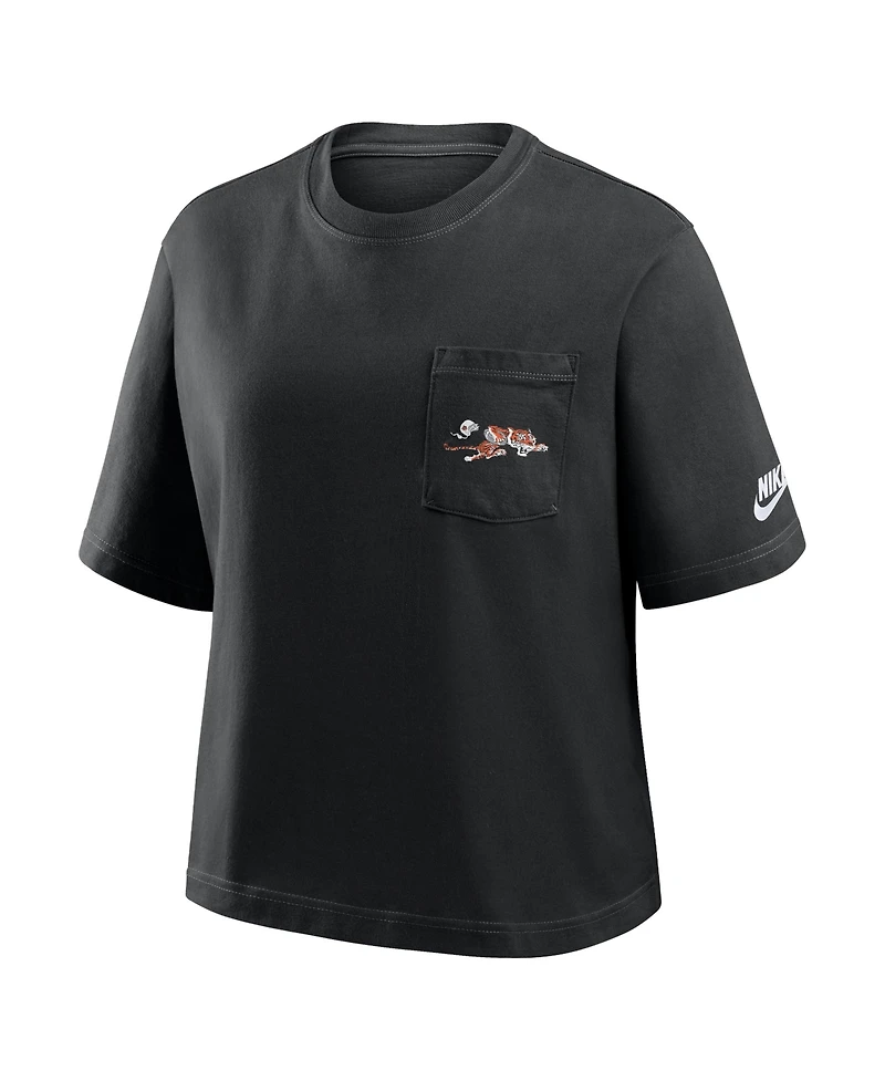 Nike Women's Black Cincinnati Bengals Rewind Pocket Boxy T-Shirt