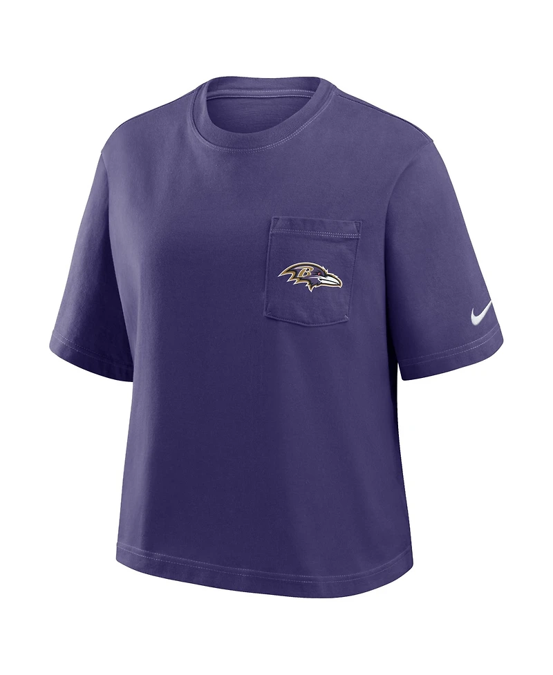 Nike Women's Purple Baltimore Ravens Rewind Pocket Boxy T-Shirt