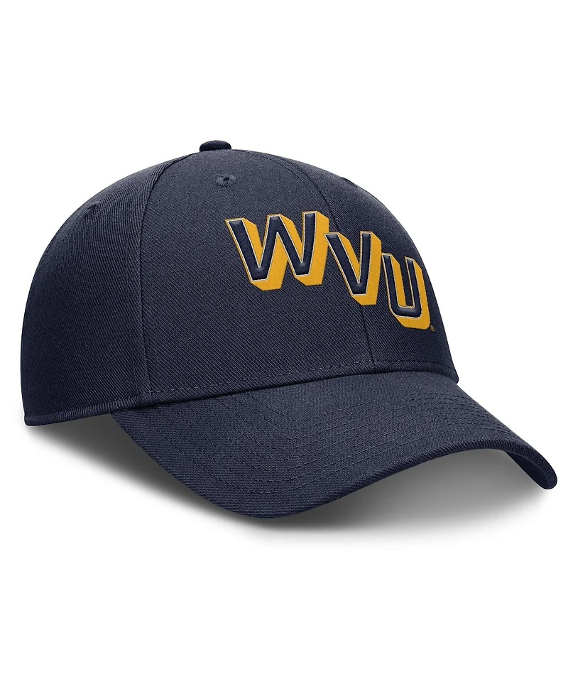 Nike Men's Navy West Virginia Mountaineers Slanted Primetime Rise Performance Adjustable Hat