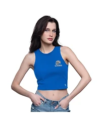 Starter Women's Blue Detroit Lions Show Up Cropped Tank Top