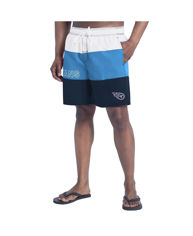 G-iii Sports by Carl Banks Men's Navy/Light Blue Tennessee Titans Sunrise Volley Swim Shorts
