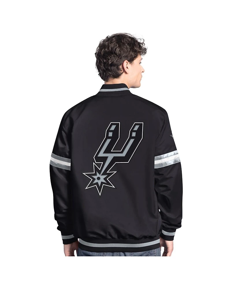 Starter Men's Black/Silver San Antonio Spurs Scout Full Snap Varsity Jacket