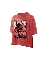 New Era Women's Scarlet San Francisco 49ers Cropped Boxy Sport Classics Mineral Wash T-Shirt
