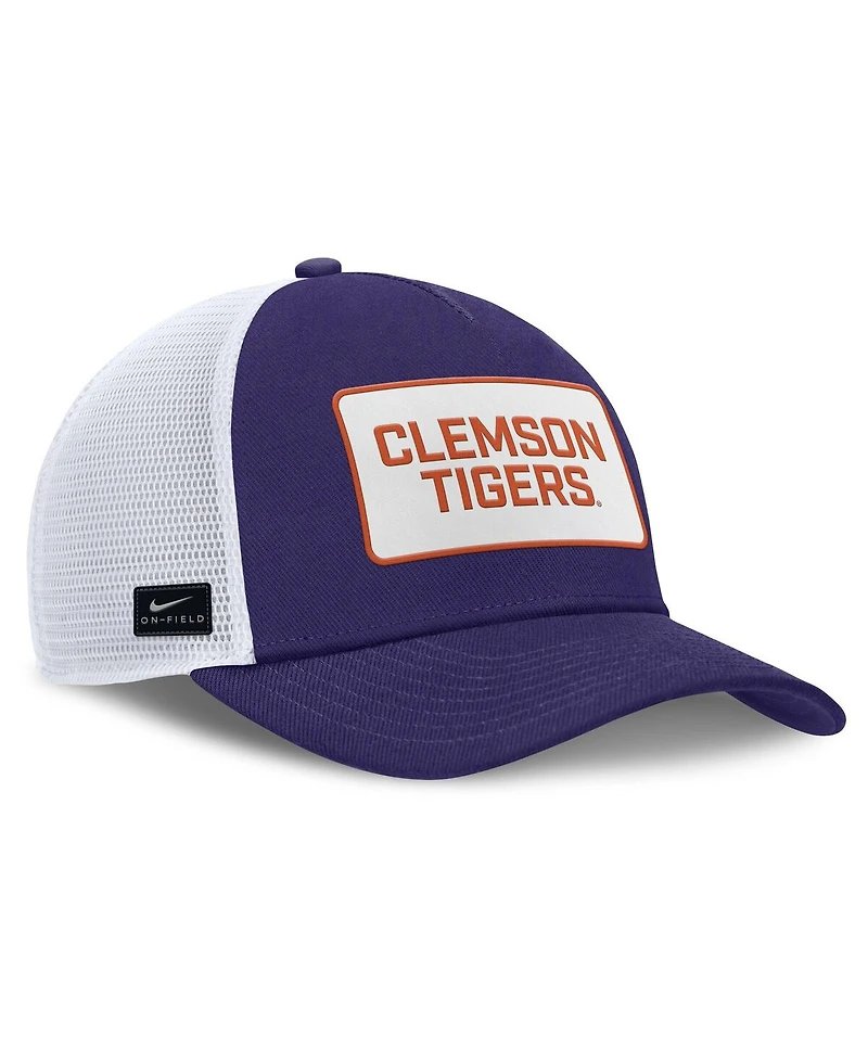 Nike Men's Purple/White Clemson Tigers 2025 On-Field Rise Patch Trucker Adjustable Hat