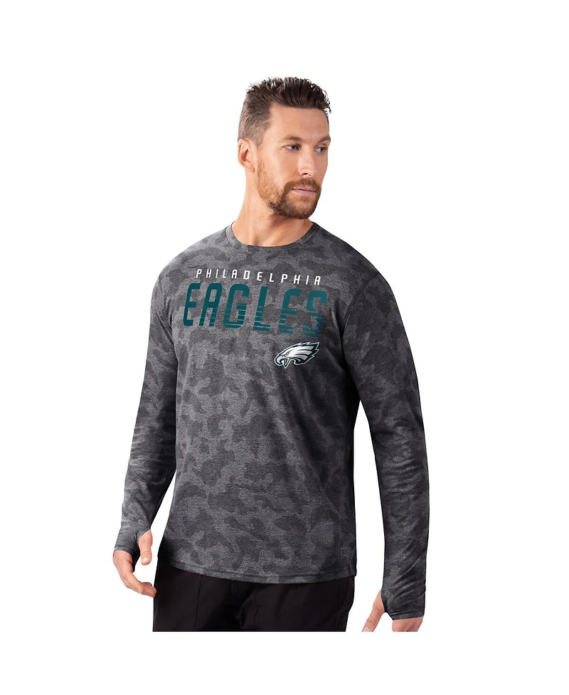 Msx by Michael Strahan Men's Black Philadelphia Eagles Performance Camo Long Sleeve T-Shirt