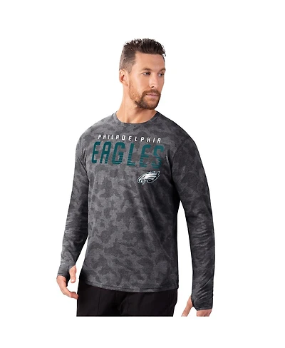 Msx by Michael Strahan Men's Black Philadelphia Eagles Performance Camo Long Sleeve T-Shirt