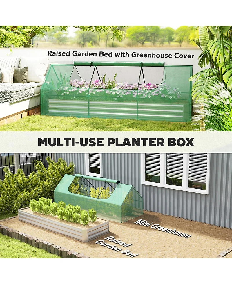 Outsunny 8.6 x 3 1ft Raised Garden Bed with Mini house,