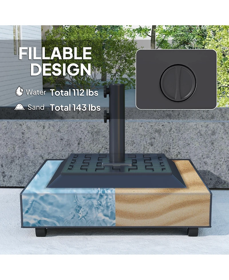 Outsunny Fillable Patio Umbrella Base Outdoor Umbrella Sd with Wheels