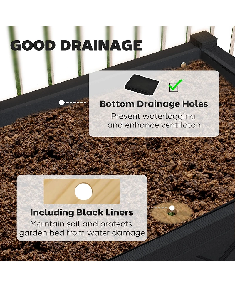 Outsunny Elevated Wood Garden Bed, 47 x 22 31.5in Flower Box,