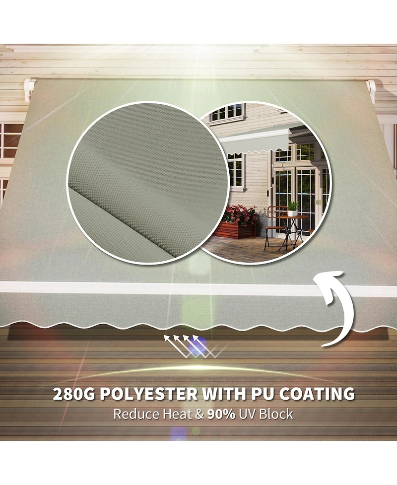 Outsunny 8' x 7' Patio Retractable Awning, Manual Exterior Sun Shade,