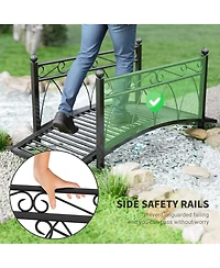 Outsunny 3.3' Metal Arch Zen Garden Bridg with Safety Siderails