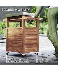 Outsunny Grill Cart, Stainless Steel Top Kitchen Island with Drawer,