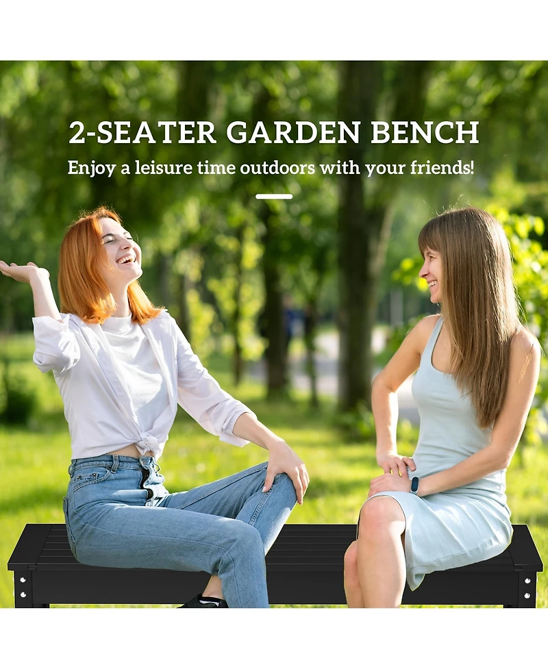 Outsunny 47" Hdpe Outdoor Bench, Backless Slatted Garden Bench Seat,