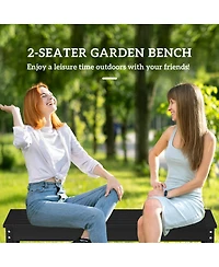 Outsunny 47" Hdpe Outdoor Bench, Backless Slatted Garden Bench Seat,