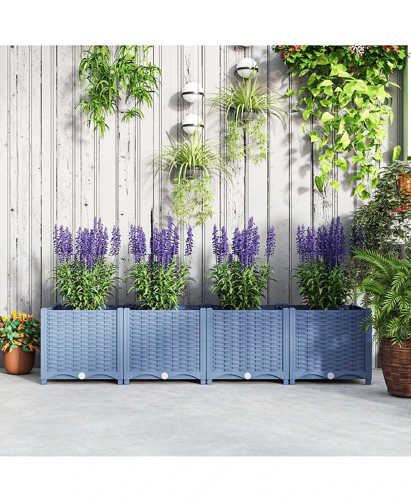 Outsunny 5 x 1 x 1 ft Plastic Garden Box w/Drainage Holes,