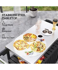 Outsunny Outdoor Bar Cart with Storage, Hdpe Kitchen Cart,