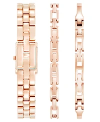 Anne Klein Women's Quartz Rose Gold-Tone Metal Alloy Bracelet Watch Set, 18mm