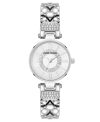 Anne Klein Women's Quartz Silver-Tone Crystal Accented Watch, 26mm