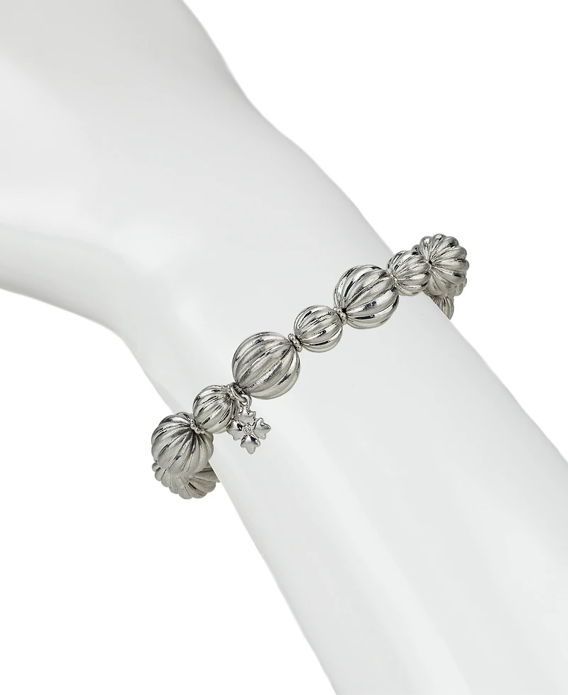 Patricia Nash Rhodium Bead Stretch Bracelet