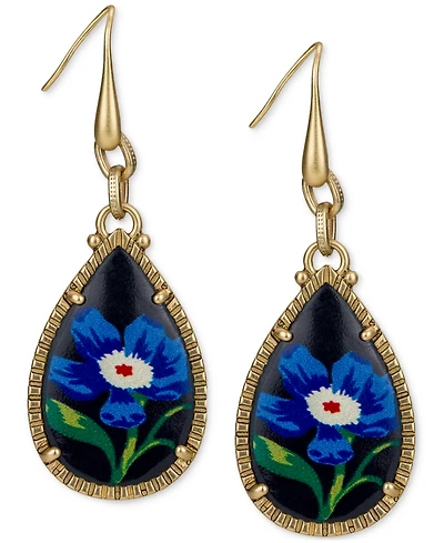 Patricia Nash Leather Flower Teardrop Earrings